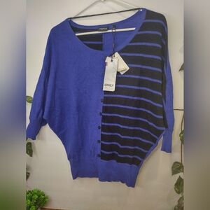 Women's Blue And Black 2 Way Sweater By Only